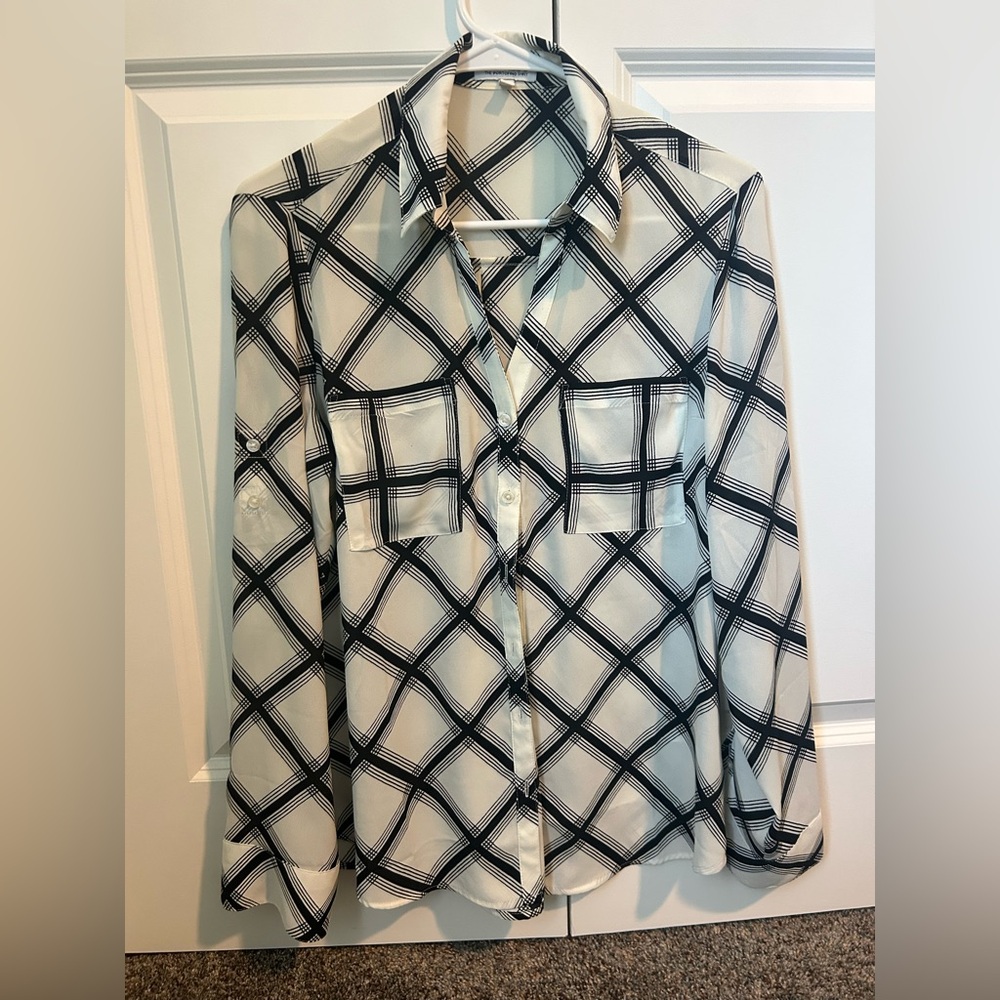 Express Black and White Checkered Shirt